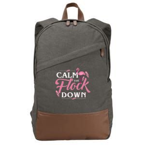 Calm The Flock Down Funny Pink Flamingo Bird Lovers Summer Cotton Canvas Backpack