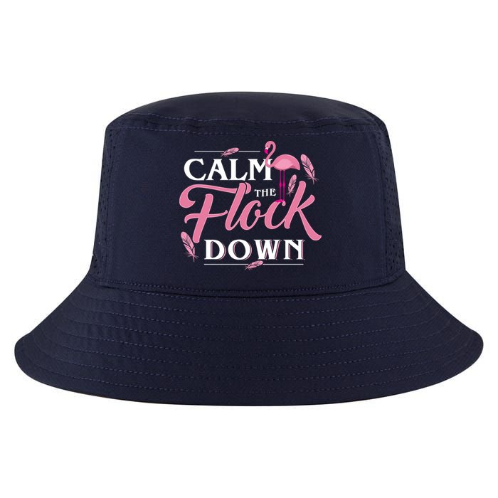 Calm The Flock Down Funny Pink Flamingo Bird Lovers Summer Cool Comfort Performance Bucket Hat