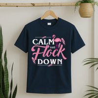 Calm The Flock Down Funny Pink Flamingo Bird Lovers Summer T-Shirt