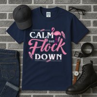 Calm The Flock Down Funny Pink Flamingo Bird Lovers Summer Tall T-Shirt