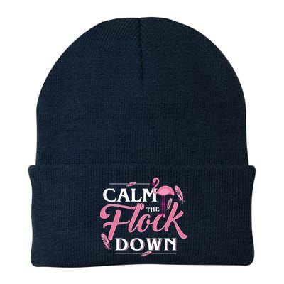 Calm The Flock Down Funny Pink Flamingo Bird Lovers Summer Beanie