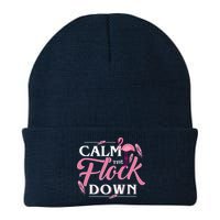 Calm The Flock Down Funny Pink Flamingo Bird Lovers Summer Beanie
