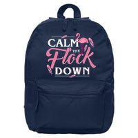 Calm The Flock Down Funny Pink Flamingo Bird Lovers Summer 16 in Basic Backpack