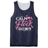 Calm The Flock Down Funny Pink Flamingo Bird Lovers Summer Mesh Reversible Basketball Jersey Tank