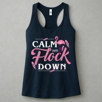 Calm The Flock Down Funny Pink Flamingo Bird Lovers Summer Womens Tank Top