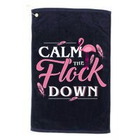 Calm The Flock Down Funny Pink Flamingo Bird Lovers Summer Golf Towel
