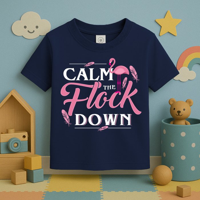 Calm The Flock Down Funny Pink Flamingo Bird Lovers Summer Toddler T-Shirt