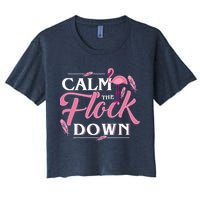 Calm The Flock Down Funny Pink Flamingo Bird Lovers Summer Crop Top