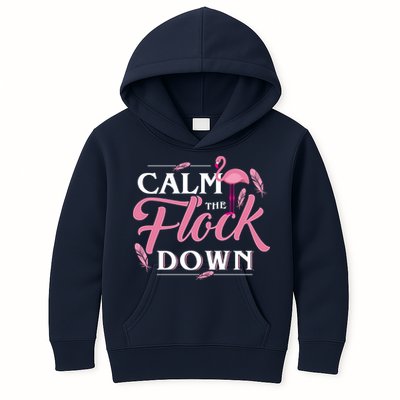 Calm The Flock Down Funny Pink Flamingo Bird Lovers Summer Kids Hoodie