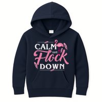 Calm The Flock Down Funny Pink Flamingo Bird Lovers Summer Kids Hoodie