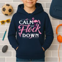Calm The Flock Down Funny Pink Flamingo Bird Lovers Summer Kids Hoodie