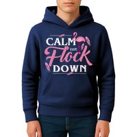 Calm The Flock Down Funny Pink Flamingo Bird Lovers Summer Kids Hoodie