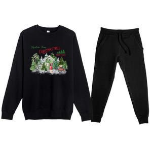 Christmas Tree Farm Fresh Pine Spruce Fir Cedar Gift Premium Crewneck Sweatsuit Set