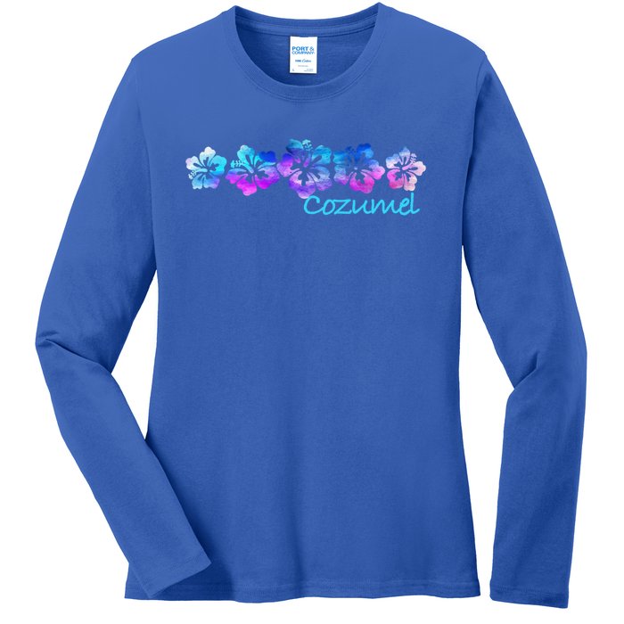 Cozumel Tropical Flower Giftgiftvacation Beach Cute Gift Ladies Long Sleeve Shirt