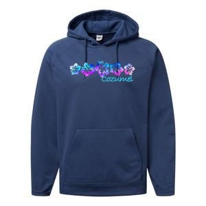 Cozumel Tropical Flower Giftgiftvacation Beach Cute Gift Performance Fleece Hoodie