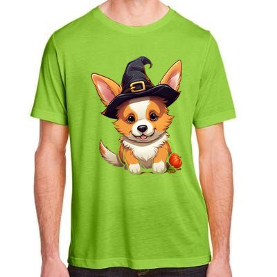 Cute Thanksgiving Fall Witches Hat Pilgrim Halloween Corgi Gift Adult ChromaSoft Performance T-Shirt