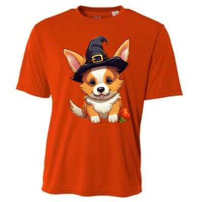 Cute Thanksgiving Fall Witches Hat Pilgrim Halloween Corgi Gift Cooling Performance Crew T-Shirt