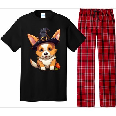 Cute Thanksgiving Fall Witches Hat Pilgrim Halloween Corgi Gift Pajama Set