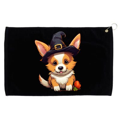 Cute Thanksgiving Fall Witches Hat Pilgrim Halloween Corgi Gift Grommeted Golf Towel