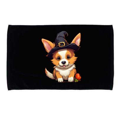 Cute Thanksgiving Fall Witches Hat Pilgrim Halloween Corgi Gift Microfiber Hand Towel