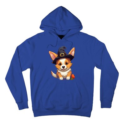 Cute Thanksgiving Fall Witches Hat Pilgrim Halloween Corgi Gift Hoodie