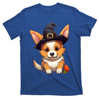 Cute Thanksgiving Fall Witches Hat Pilgrim Halloween Corgi Gift T-Shirt