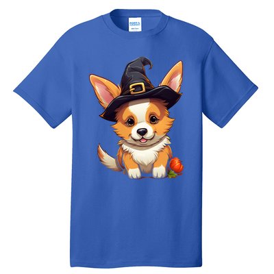 Cute Thanksgiving Fall Witches Hat Pilgrim Halloween Corgi Gift Tall T-Shirt