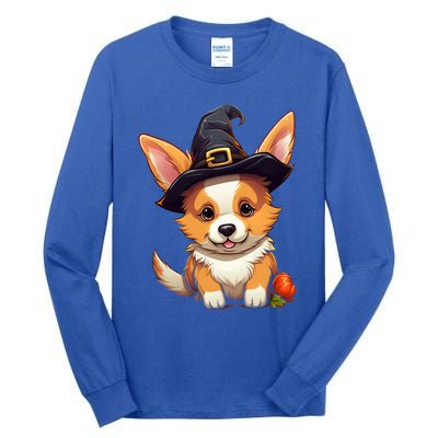 Cute Thanksgiving Fall Witches Hat Pilgrim Halloween Corgi Gift Tall Long Sleeve T-Shirt