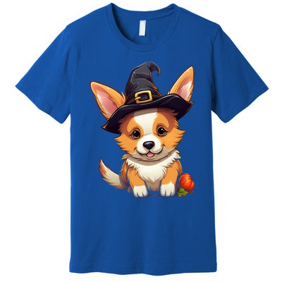 Cute Thanksgiving Fall Witches Hat Pilgrim Halloween Corgi Gift Premium T-Shirt