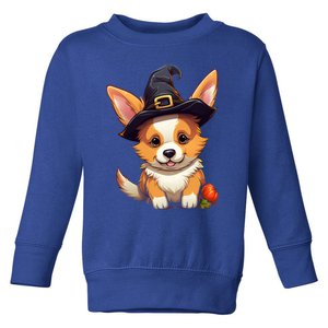 Cute Thanksgiving Fall Witches Hat Pilgrim Halloween Corgi Gift Toddler Sweatshirt