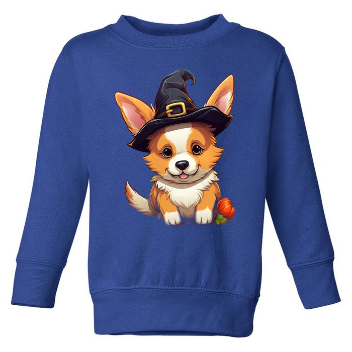 Cute Thanksgiving Fall Witches Hat Pilgrim Halloween Corgi Gift Toddler Sweatshirt