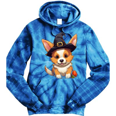 Cute Thanksgiving Fall Witches Hat Pilgrim Halloween Corgi Gift Tie Dye Hoodie