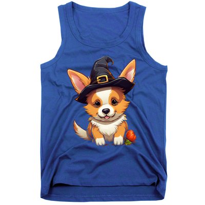 Cute Thanksgiving Fall Witches Hat Pilgrim Halloween Corgi Gift Tank Top