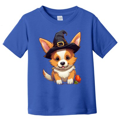 Cute Thanksgiving Fall Witches Hat Pilgrim Halloween Corgi Gift Toddler T-Shirt