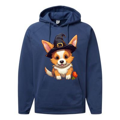 Cute Thanksgiving Fall Witches Hat Pilgrim Halloween Corgi Gift Performance Fleece Hoodie