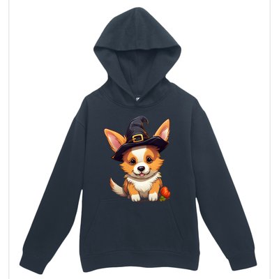 Cute Thanksgiving Fall Witches Hat Pilgrim Halloween Corgi Gift Urban Pullover Hoodie