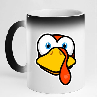 Cute Turkey Face Thanksgiving Costume Gift 11oz Black Color Changing Mug