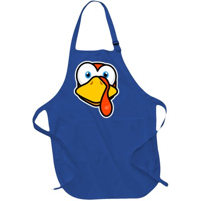 Cute Turkey Face Thanksgiving Costume Gift Full-Length Apron With Pockets