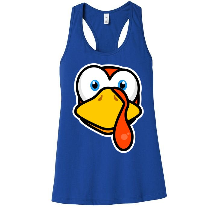 Cute Turkey Face Thanksgiving Costume Gift Women's Racerback Tank