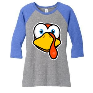 Cute Turkey Face Thanksgiving Costume Gift Women's Tri-Blend 3/4-Sleeve Raglan Shirt