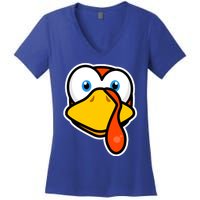 Cute Turkey Face Thanksgiving Costume Gift Women's V-Neck T-Shirt