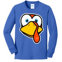 Cute Turkey Face Thanksgiving Costume Gift Kids Long Sleeve Shirt