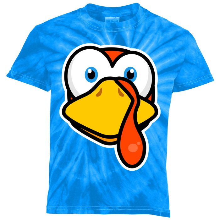 Cute Turkey Face Thanksgiving Costume Gift Kids Tie-Dye T-Shirt