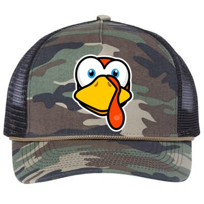 Cute Turkey Face Thanksgiving Costume Gift Retro Rope Trucker Hat Cap