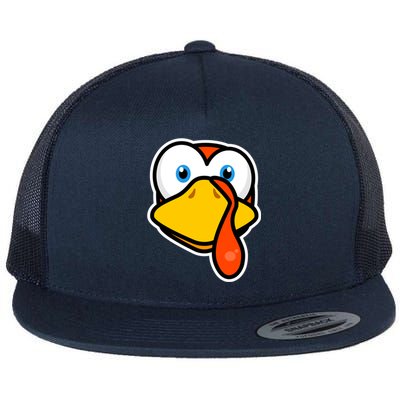 Cute Turkey Face Thanksgiving Costume Gift Flat Bill Trucker Hat