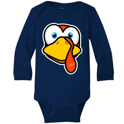 Cute Turkey Face Thanksgiving Costume Gift Baby Long Sleeve Bodysuit