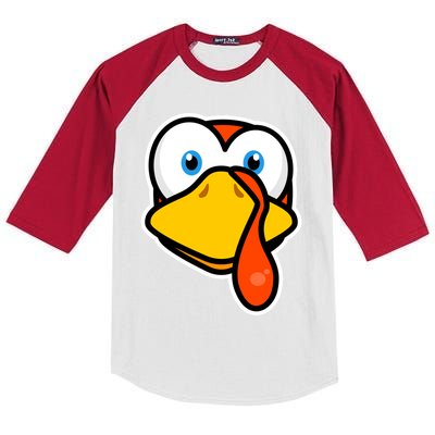 Cute Turkey Face Thanksgiving Costume Gift Kids Colorblock Raglan Jersey