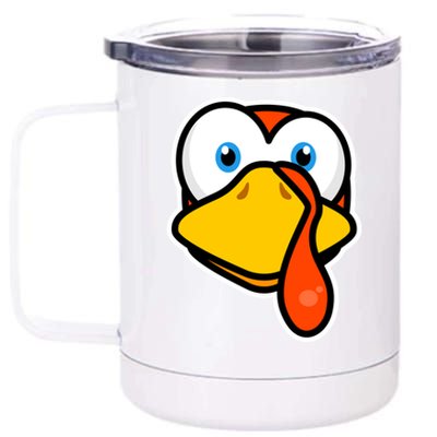 Cute Turkey Face Thanksgiving Costume Gift 12 oz Stainless Steel Tumbler Cup