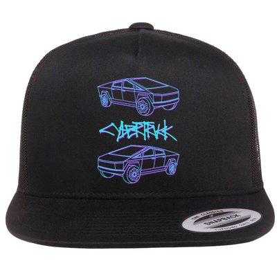 Cyber Trucks, Futuristic Design & Technology Flat Bill Trucker Hat