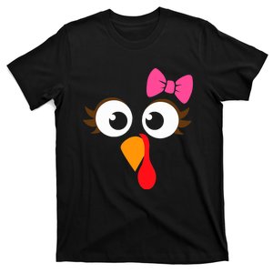 Cool Turkey Face Pink Bow For Funny Thanksgiving T-Shirt